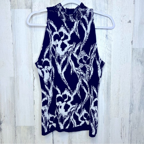 WHBM Black/White Halter With Beaded Neckline - Picture 1 of 9